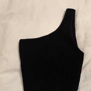 Babaton Black Ribbed Knit Top